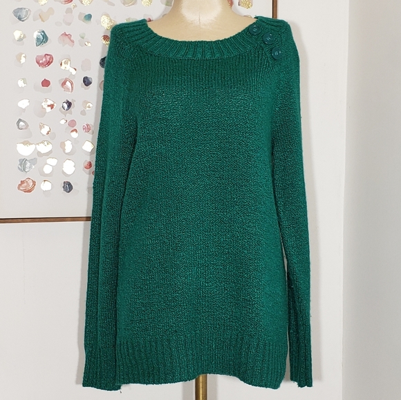 Carolyn Taylor green scoop neck sweater size Med - Picture 3 of 6